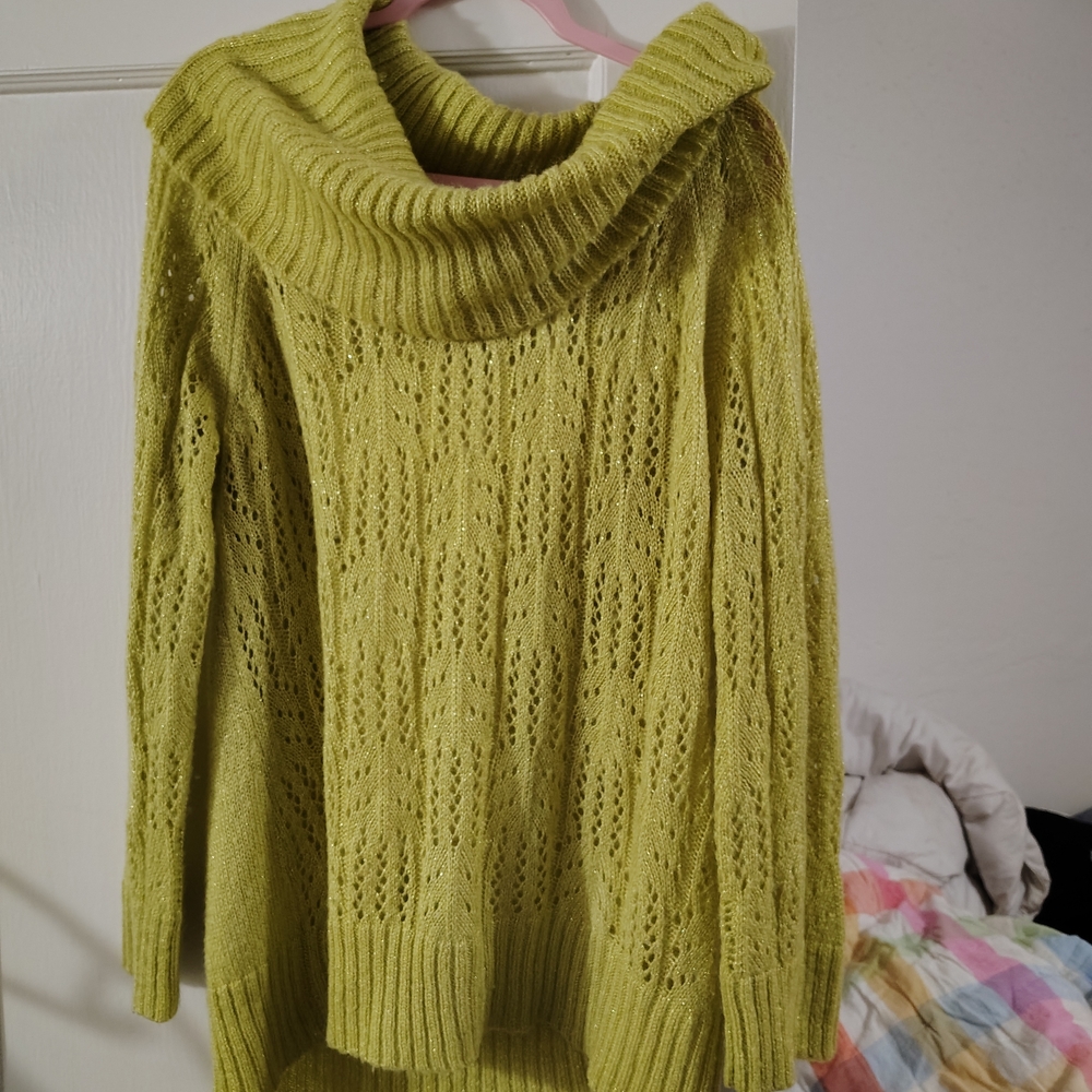 Elle Lime Green Cowl Neck Sweater